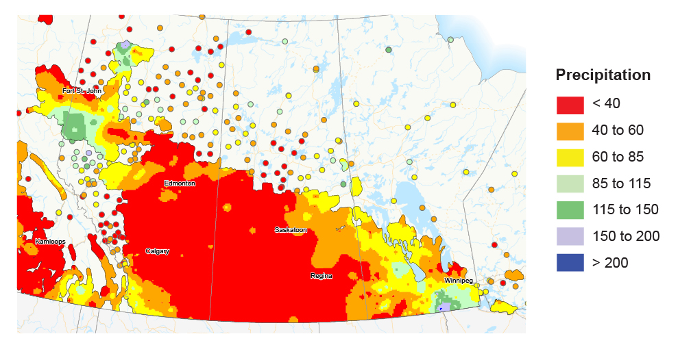 Map: Rain in August resulted in pre-harvest sprouting in some regions.